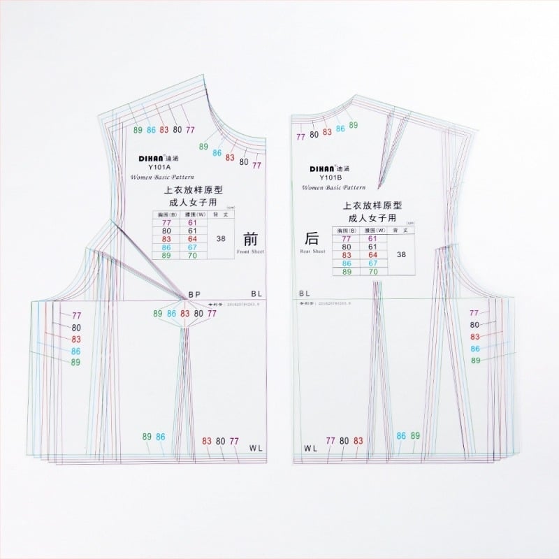 DIHAN Y101 1:1 Prototip de îmbrăcăminte pentru femei, Șablon de prototip, Croială japoneză (Brand: DIHAN; Import: Nu; Licență IP: Nu; Gen: Feminin)