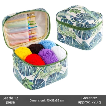 Set croșetă cu materiale DIY și geantă de depozitare, 12 cutii, greutate totală 720 g