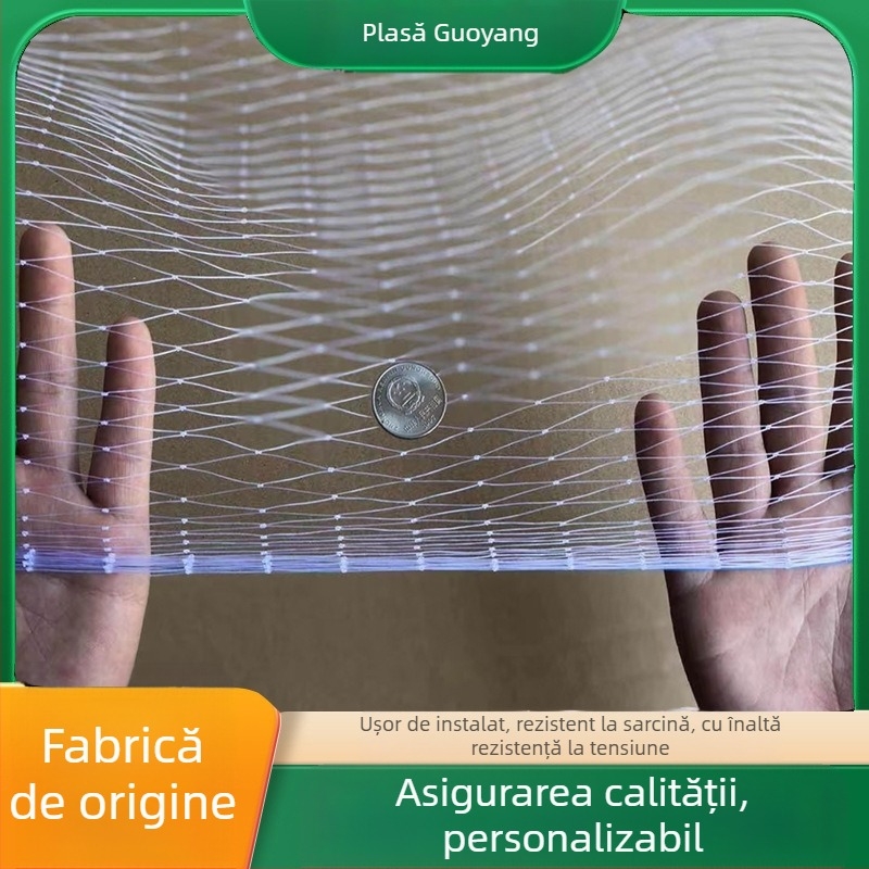 Plasă de protecție împotriva păsărilor pentru livezi, transparentă, din polietilenă, lățimi 1/3/5/10/20/30