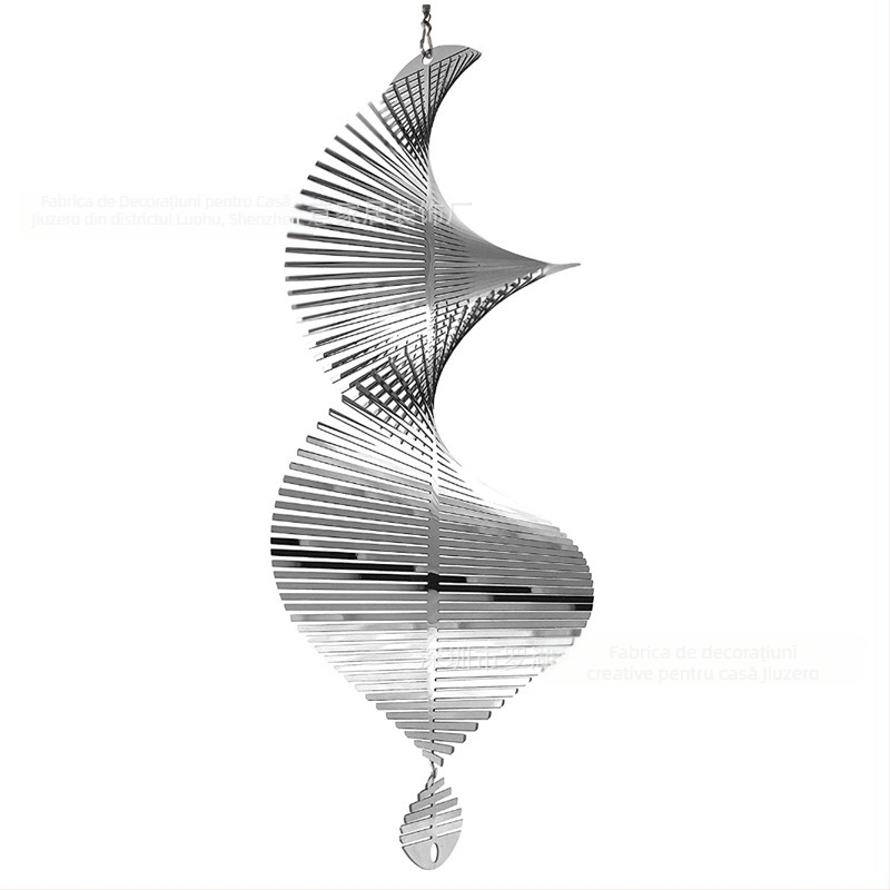 Clopoțe de vânt spiral din oțel inoxidabil pentru decor exterior de grădină, pandantiv, gravură prin radiație, stil modern minimalist