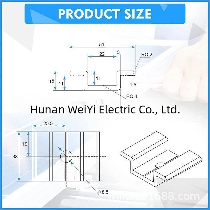 Suport pentru panouri solare din aliaj de aluminiu – set blocuri de presiune pentru profile din aluminiu, cu glisor și piuliță (greutate 0,053 kg)