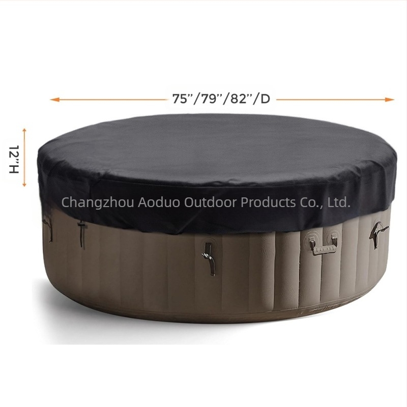 Husă circulară pentru cadă de exterior, din Oxford; impermeabilă, rezistentă la zăpadă, praf și raze de soare; destinat utilizării în exterior; personalizabilă cu logo tipărit