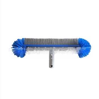 Perie de curățare a piscinei albastre cu mâner din aliaj de aluminiu, perie de colț