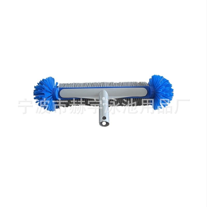Perie de curățare a piscinei albastre cu mâner din aliaj de aluminiu, perie de colț