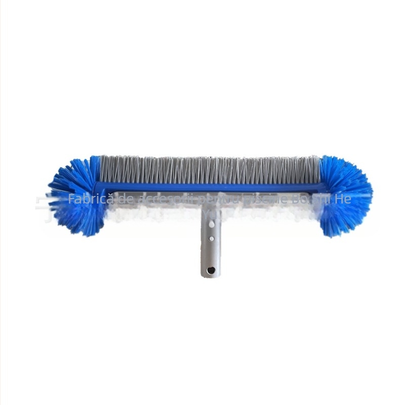 Perie de curățare a piscinei albastre cu mâner din aliaj de aluminiu, perie de colț