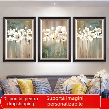 Kit de pictură cu diamante 5D, tablou în trei panouri pentru sufragerie, stil modern minimalist, broderie la cruce