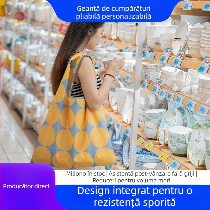 Techen XH-01 Geantă de cumpărături, Polyester, Capacitate 20 kg, Model Cartoon, Logo tipărit