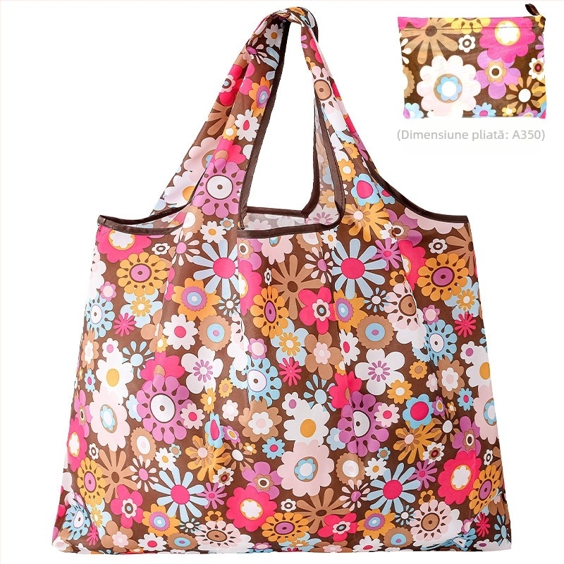 Techen XH-01 Geantă de cumpărături, Polyester, Capacitate 20 kg, Model Cartoon, Logo tipărit