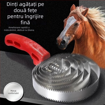 Set de îngrijire pentru bovine și cai: pieptene de masaj, pieptene zimțat și perie de curățare a părului de cal