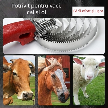 Set de îngrijire pentru bovine și cai: pieptene de masaj, pieptene zimțat și perie de curățare a părului de cal