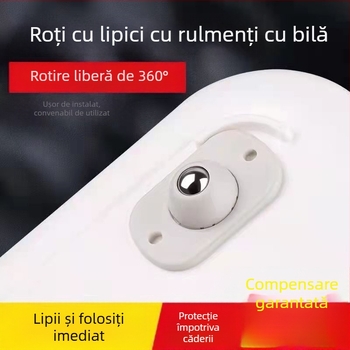 Role universale pivotante – ABS + oțel inoxidabil, pentru ghivece și coșuri de gunoi, tip bilă, montaj cu bandă adezivă fără găuri