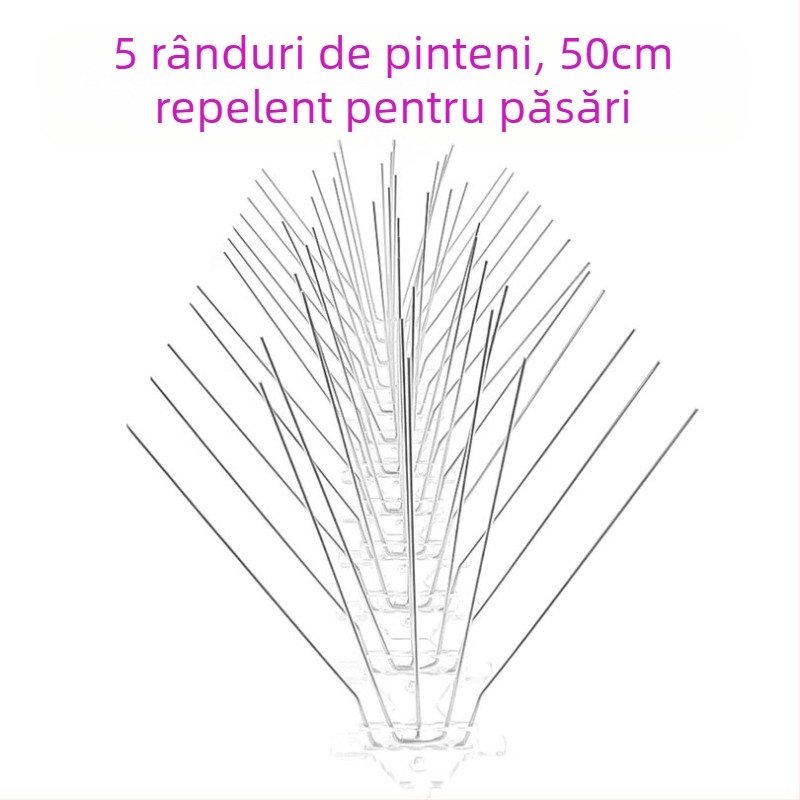 MZK-698 Țepi din oțel inoxidabil pentru balcoane — descurajează urcarea pisicilor și a păsărilor, 5 rânduri, 60 țepi; Brand MZK; Neimportat; Fără personalizare.