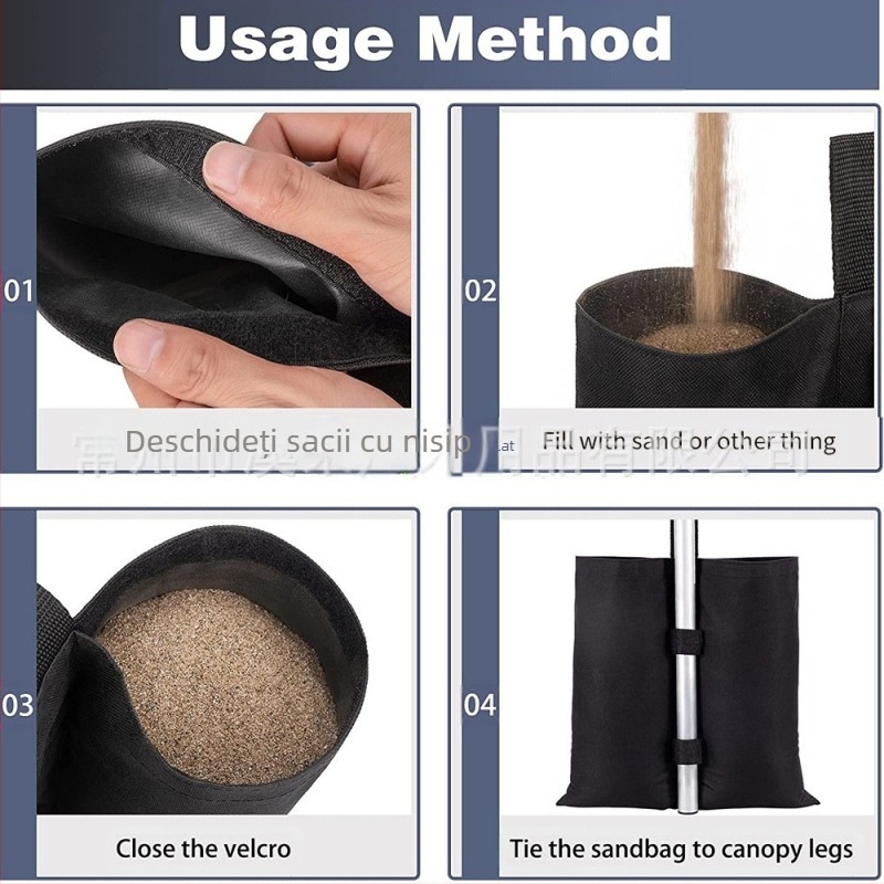 Sac de nisip pentru cort exterior, material Oxford, impermeabil și rezistent la vânt, design extensibil, ambalat într-o pungă PE