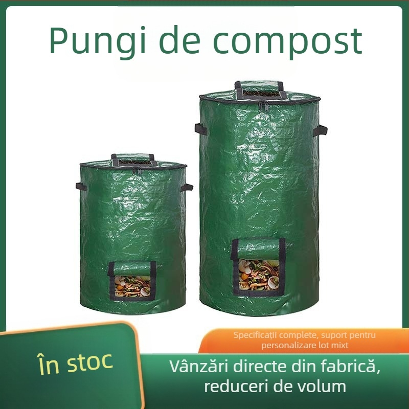 Sac de compost organic cu fermentare probiotică, sigilabil, pentru grădină și deșeuri din frunze