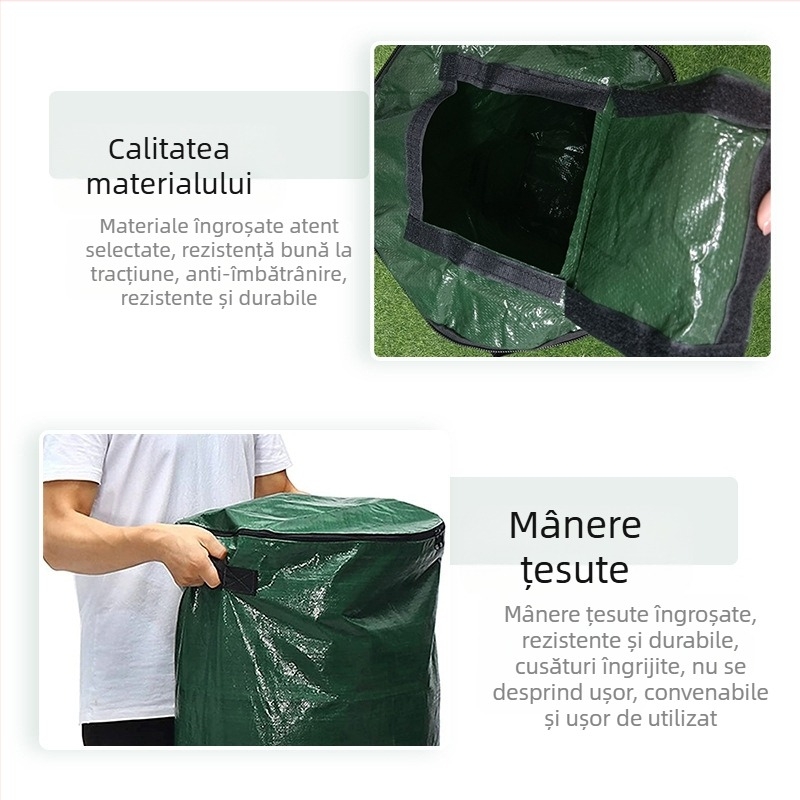 Sac de compost organic cu fermentare probiotică, sigilabil, pentru grădină și deșeuri din frunze