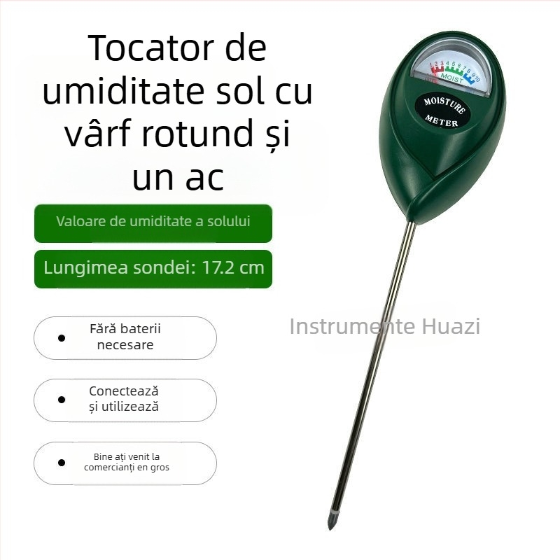 Senzor de umiditate a solului cu sondă cu ac unic, vârf rotund, instrument portabil pentru grădină (profesional)
