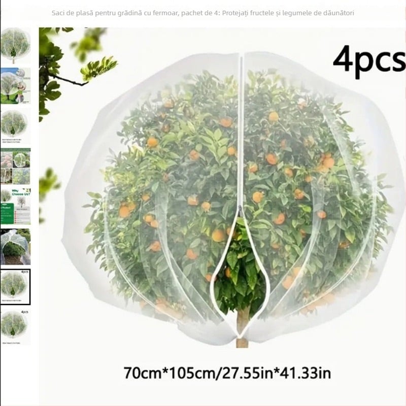 Copertură din plasă anti- insecte pentru pomi fructiferi, grădină și legume, material polietilenă, durată de viață de 8 ani
