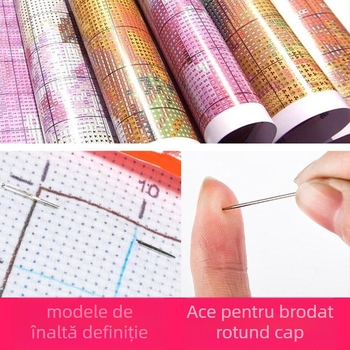 Kit de broderie încrucișată pastoral – Peisaj cu flori, 11CT, pentru living, dormitor și birou