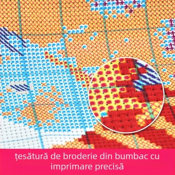 Kit de broderie încrucișată pastoral – Peisaj cu flori, 11CT, pentru living, dormitor și birou