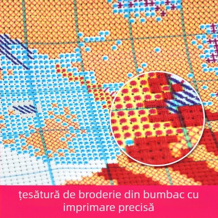 Kit de broderie încrucișată pastoral – Peisaj cu flori, 11CT, pentru living, dormitor și birou