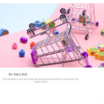 Cart de cumpărături de simulare – decor de birou cu spațiu de depozitare, oțel inoxidabil, pentru 14+ ani