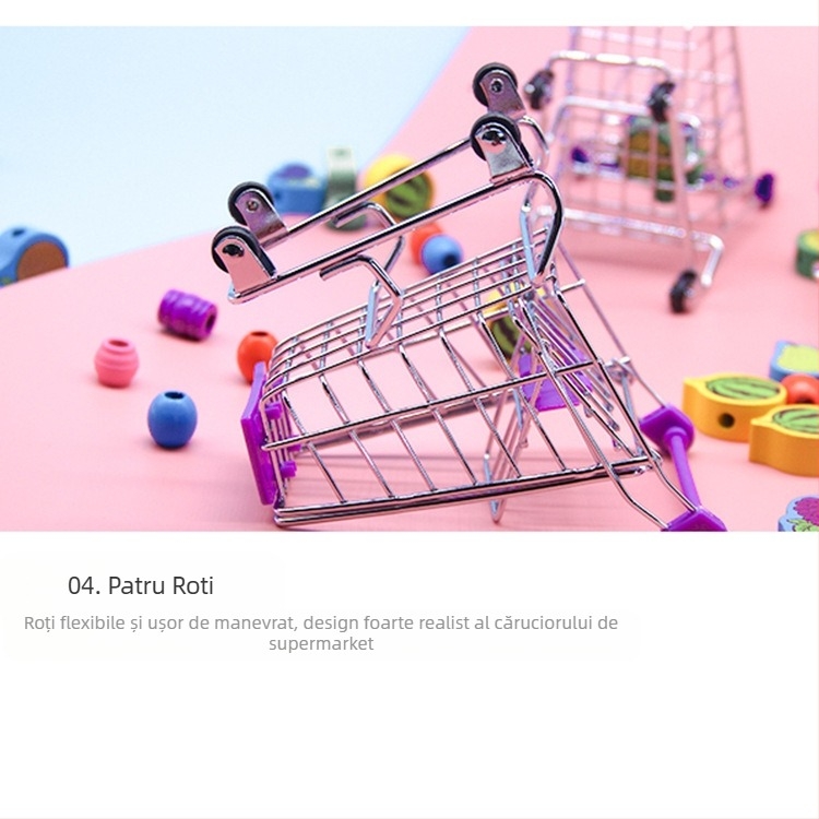 Cart de cumpărături de simulare – decor de birou cu spațiu de depozitare, oțel inoxidabil, pentru 14+ ani