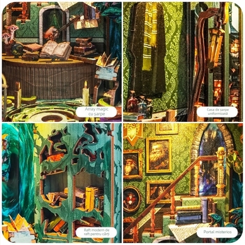 Suport pentru cărți din lemn DIY – Model casă-puzzle, lucrat manual, Whale Sky, Origine Fujian, 15–35 ani