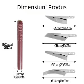 Mini fierăstrău manual cu lamă cu margine înclinată și margine arc – include 4 lame pentru tăiere DIY