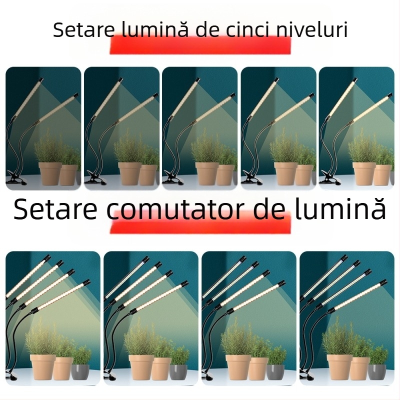 Lampă LED pentru creșterea plantelor - spectru complet, 5730 LED, 18 LED-uri, alimentare USB 5V, protecție IP66