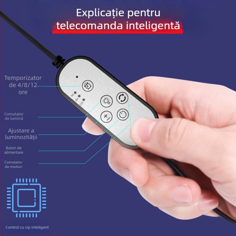 Lampă LED pentru creșterea plantelor - spectru complet, 5730 LED, 18 LED-uri, alimentare USB 5V, protecție IP66