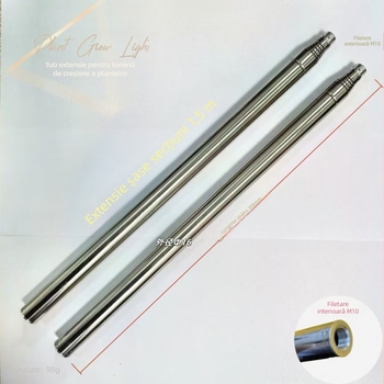 Lampa de creștere a plantelor cu tijă telescopic din oțel inoxidabil, model 13-280, tijă 16-223