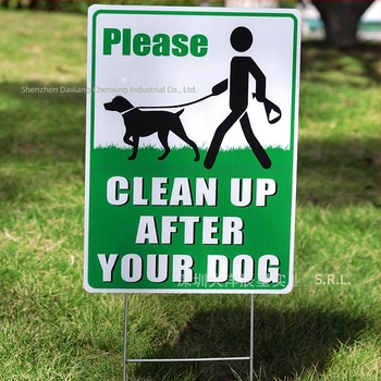 Panou de avertizare pentru curte exterioară: interzice urinarea și defecarea câinilor, dublă față, pentru curățarea excrementelor canine; fabricat în China