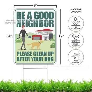 Panou de avertizare pentru curte exterioară: interzice urinarea și defecarea câinilor, dublă față, pentru curățarea excrementelor canine; fabricat în China