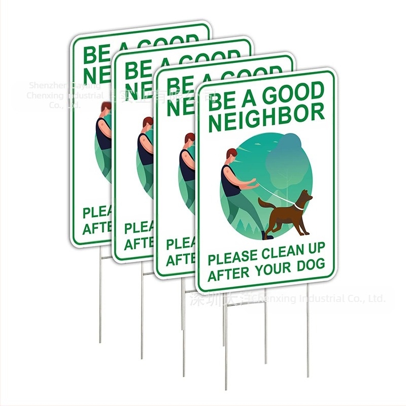 Panou de avertizare pentru curte exterioară: interzice urinarea și defecarea câinilor, dublă față, pentru curățarea excrementelor canine; fabricat în China