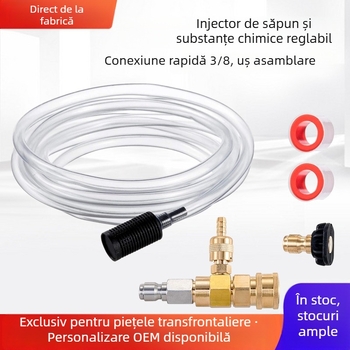 Curățitor de înaltă presiune, cu cuplare rapidă, construcție din alamă și oțel inoxidabil, aspirație reglabilă și duză de spumă
