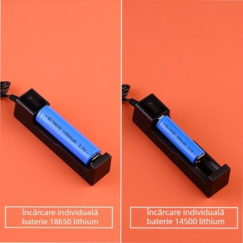 Renlong Electronics Încărcător USB pentru baterii Li-ion 18650/14500, slot unic, 4.2V 1A, CE certificat