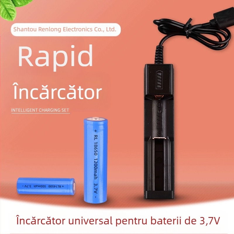 Renlong Electronics Încărcător USB pentru baterii Li-ion 18650/14500, slot unic, 4.2V 1A, CE certificat