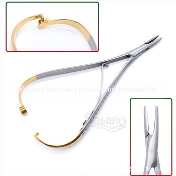 Prindător de ace dentar, tip end, oțel inoxidabil, pentru adulți, set de 100 buc.