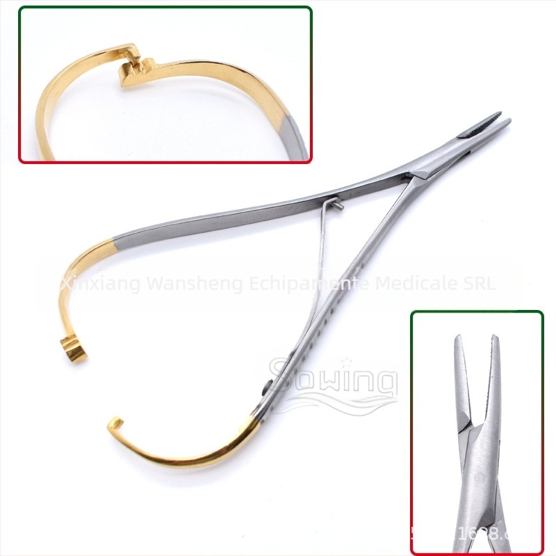 Prindător de ace dentar, tip end, oțel inoxidabil, pentru adulți, set de 100 buc.