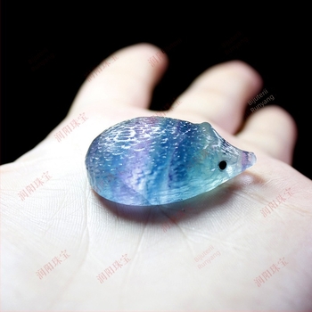 Runyangshi Fluorit natural – arici, ornament din cristal, sculptură animală