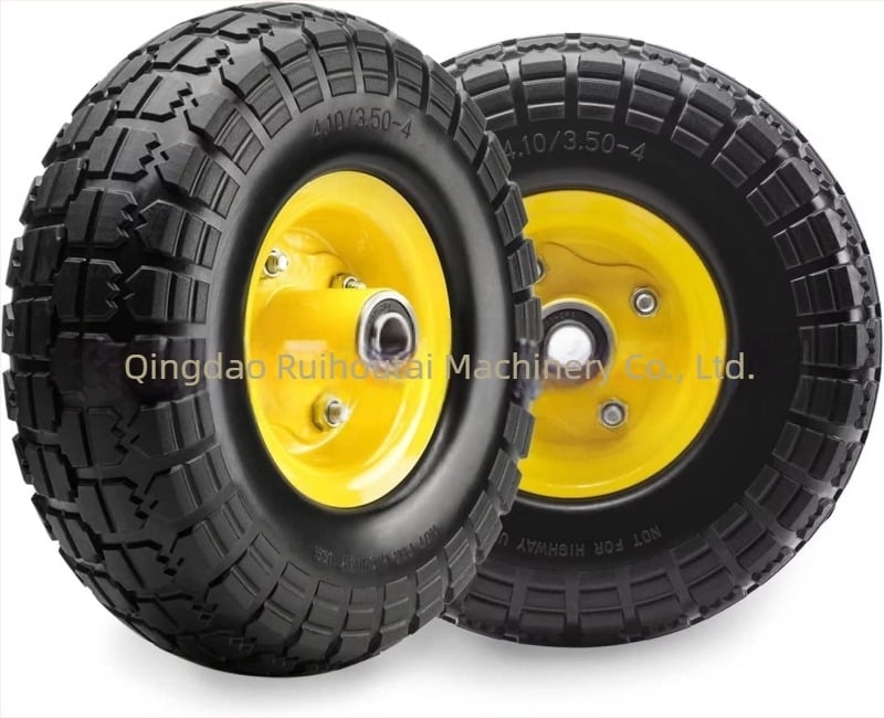 Roată solidă pentru cărucior de depozit – Roată PU spumă, spițe metalice, cameră internă, sarcină maximă 265 kg, presiune maximă 200 psi, lagare personalizabile