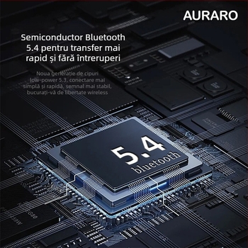 Căști cu conducție aeriană la gât, reducere zgomot, baterie 8+ ore, Bluetooth 5.0, rază de 10 m, IPX5 rezistente la apă