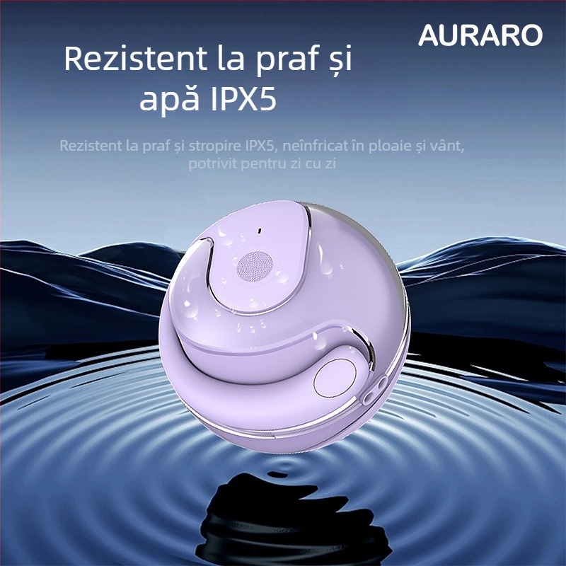 Căști cu conducție aeriană la gât, reducere zgomot, baterie 8+ ore, Bluetooth 5.0, rază de 10 m, IPX5 rezistente la apă