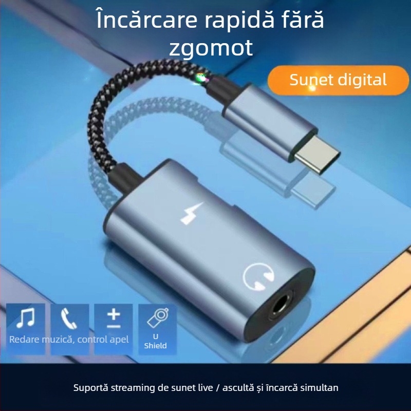SALAMOER JS-39 cablu adaptor Type-C pentru căști, pentru dispozitive Android cu interfață Type-C, etichetă privată licențiată