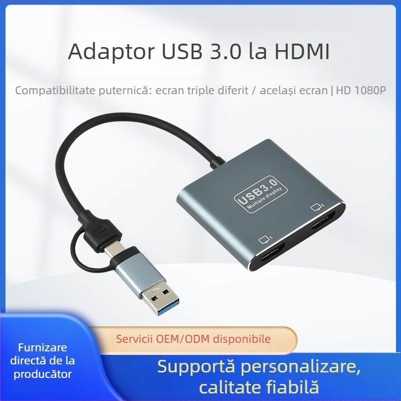 Cardă grafică externă SLMU104 cu afișare pe trei ecrane și interfață USB 3.0