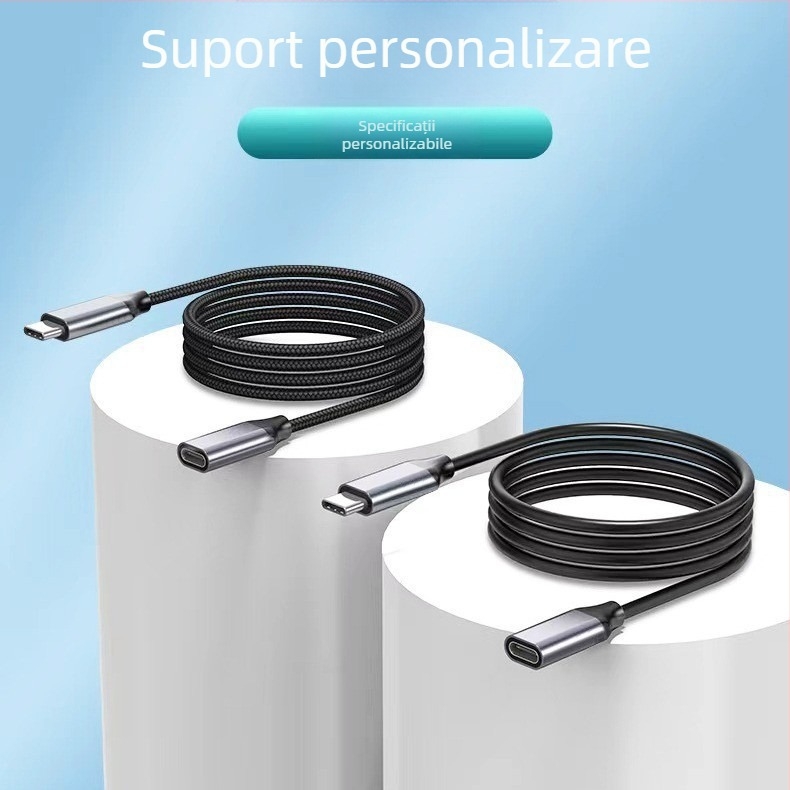 Cablu extindere USB-C (conector masculin la femelă), USB 3.2 Gen3, 10 Gbps, lungime 0.3/0.5/1 m, conductor din cupru