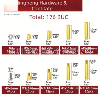 Set de 176 piese din alamă cu stâlpi izolatori și piulițe cu șuruburi, suprafață oxidată