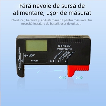 Powerlion tester portabil LCD cu afișaj, compatibil cu baterii tip buton No.5/No.7, tester baterii 9V, instrument de măsurare multifuncțional