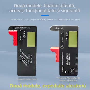 Powerlion tester portabil LCD cu afișaj, compatibil cu baterii tip buton No.5/No.7, tester baterii 9V, instrument de măsurare multifuncțional