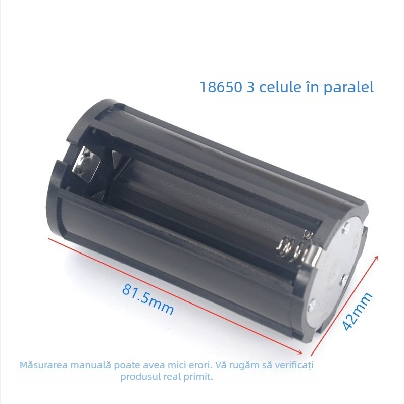 Cartuș pentru baterii 18650 — suport pentru 3 celule în paralel